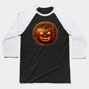 Halloween Pumpkin Head Baseball T-Shirt